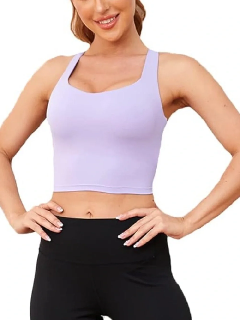 KeyHalo Active Crop Tank Top w/Built in Sports Bra Lavendar Strappy Size L - Picture 1 of 6